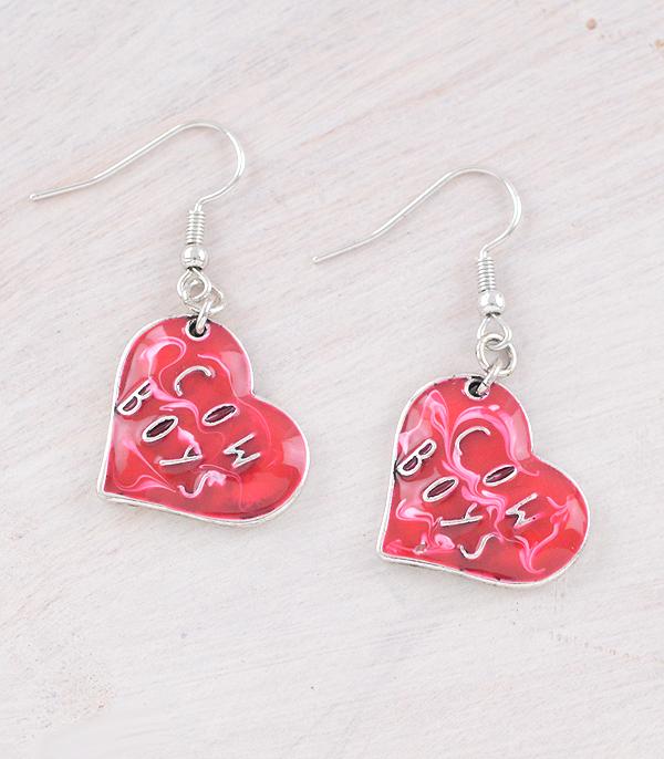 EARRINGS :: WESTERN HOOK EARRINGS :: Wholesale Cowboy Heart Earrings