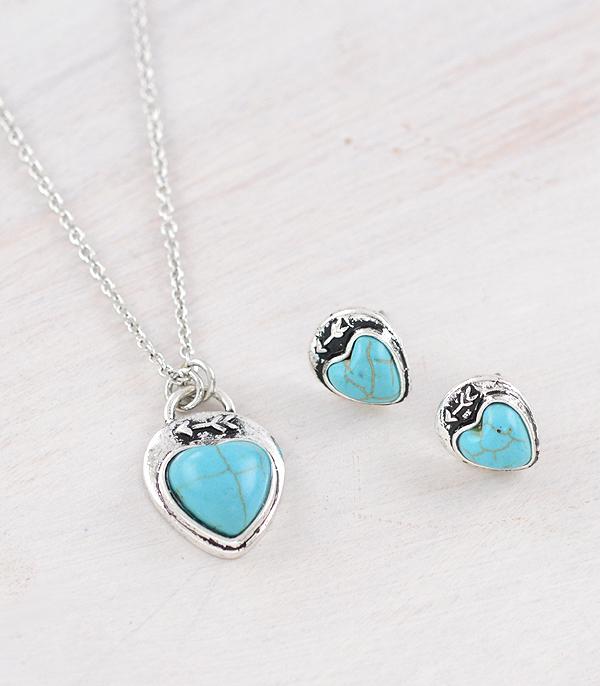 NECKLACES :: WESTERN TREND :: Wholesale Western Turquoise Heart Necklace Set