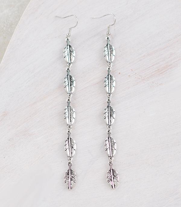 New Arrival :: Wholesale Western Feather Drop Earrings