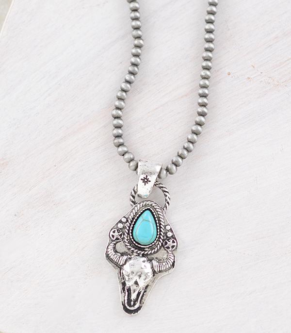 New Arrival :: Wholesale Western Steer Skull Pendant Necklace