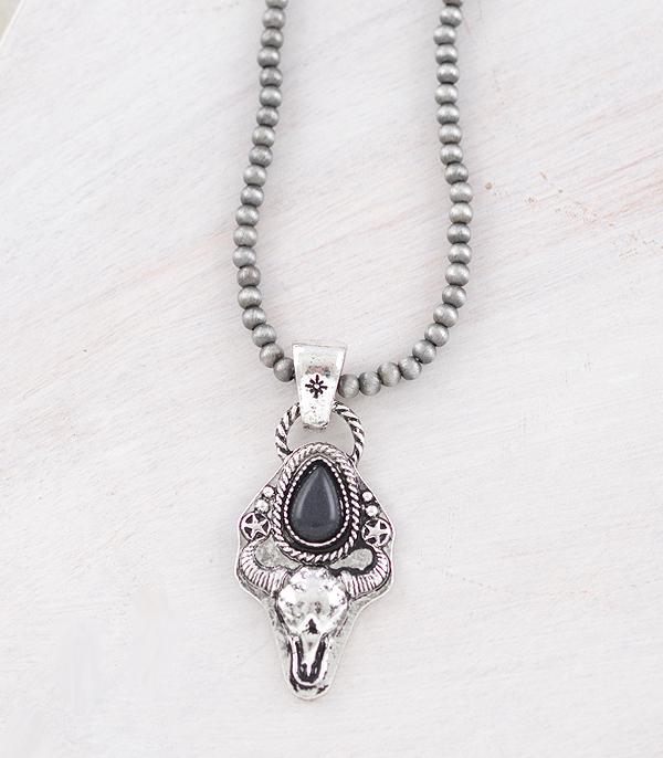 New Arrival :: Wholesale Western Steer Skull Pendant Necklace