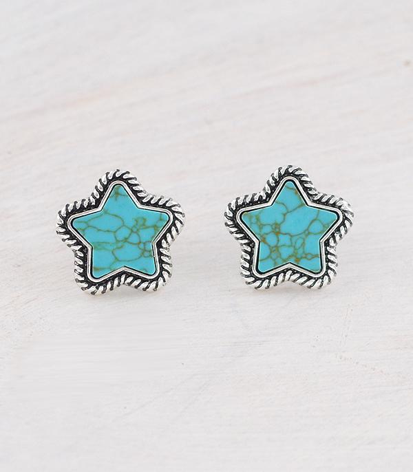 EARRINGS :: WESTERN POST EARRINGS :: Wholesale Turquoise Star Post Earrings
