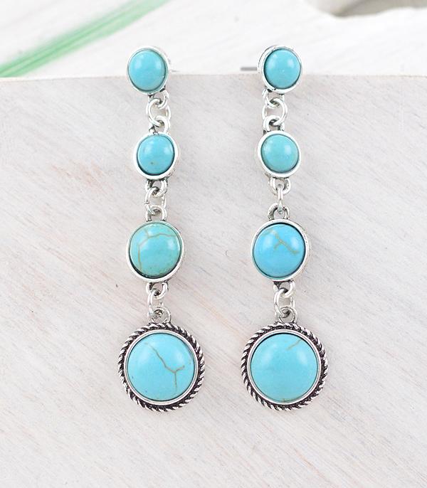 New Arrival :: Wholesale Western Turquoise Drop Earrings