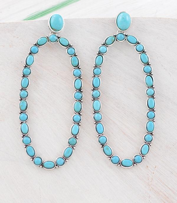 New Arrival :: Wholesale Western Turquoise Oval Earrings
