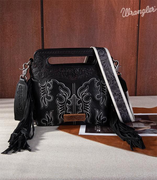 New Arrival :: Wholesale Wrangler Boot Scroll Fringe Crossbody