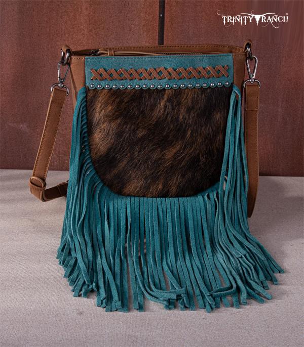 New Arrival :: Wholesale Trinity Ranch Cowhide Fringe Crossbody 