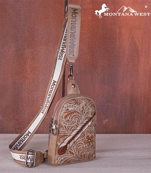 HANDBAGS :: BACKPACK l SLING BAG :: Wholesale Montana West Feather Embroider Sling Bag