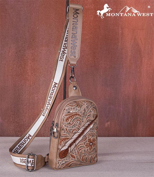 MONTANAWEST BAGS :: WESTERN PURSES :: Wholesale Montana West Feather Embroider Sling Bag