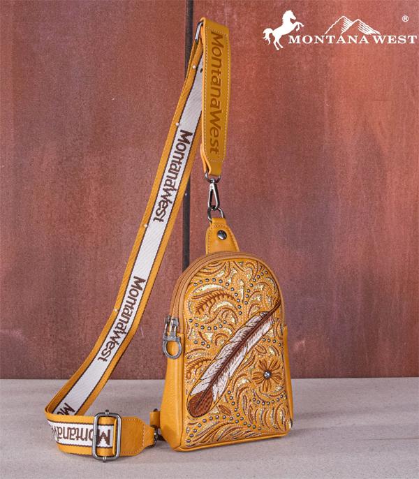 HANDBAGS :: BACKPACK l SLING BAG :: Wholesale Montana West Feather Embroider Sling Bag