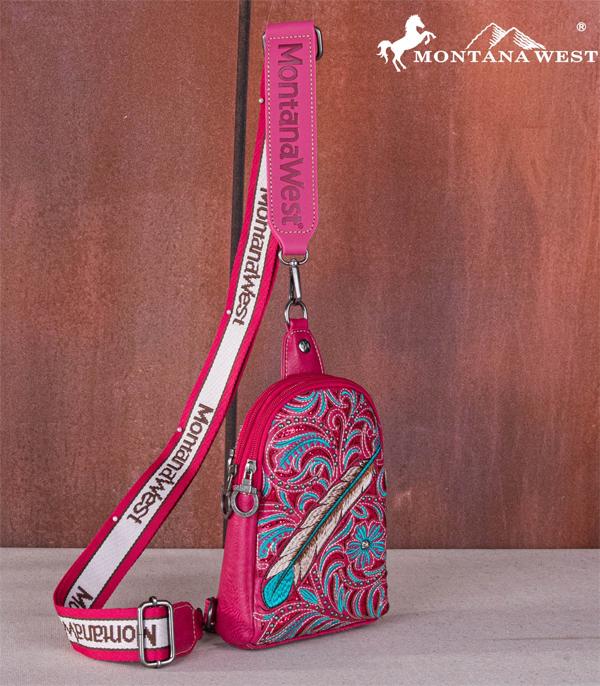 MONTANAWEST BAGS :: WESTERN PURSES :: Wholesale Montana West Feather Embroider Sling Bag