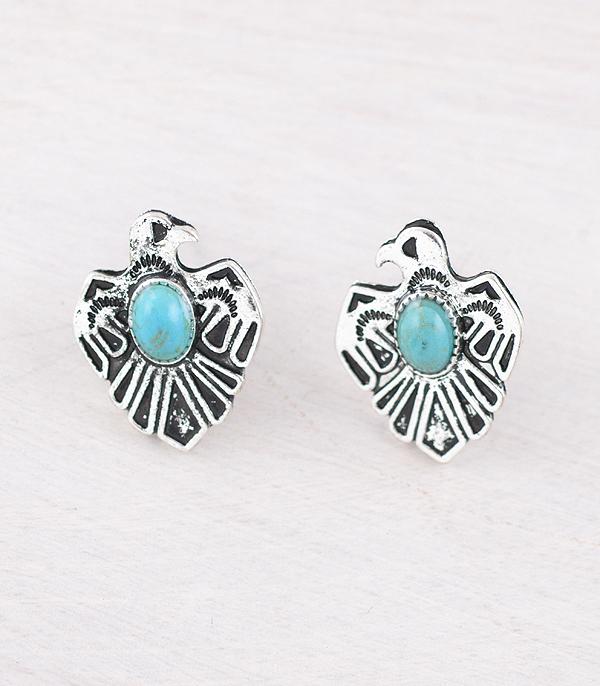 EARRINGS :: WESTERN POST EARRINGS :: Wholesale Turquoise Thunderbird Post Earrings