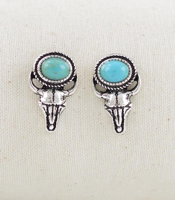 New Arrival :: Wholesale Western Steer Skull Post Earrings