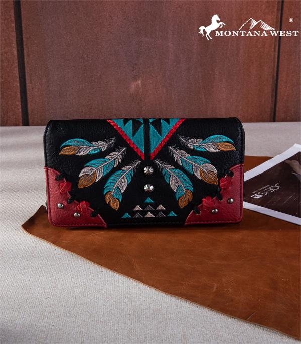 MONTANAWEST BAGS :: MENS WALLETS I SMALL ACCESSORIES :: Wholesale Montana West Feather Collection Wallet