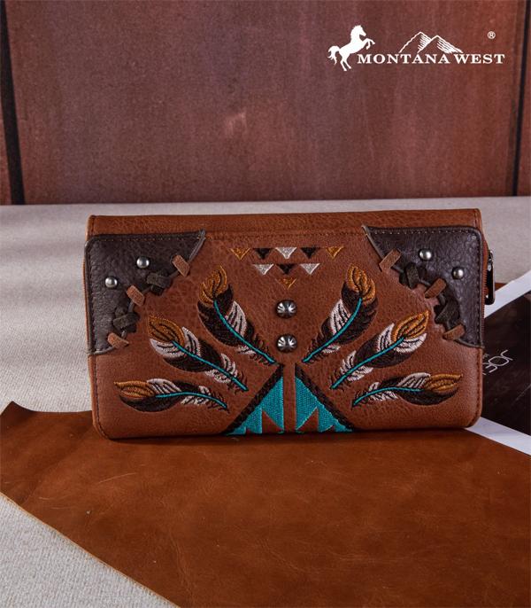 MONTANAWEST BAGS :: MENS WALLETS I SMALL ACCESSORIES :: Wholesale Montana West Feather Collection Wallet