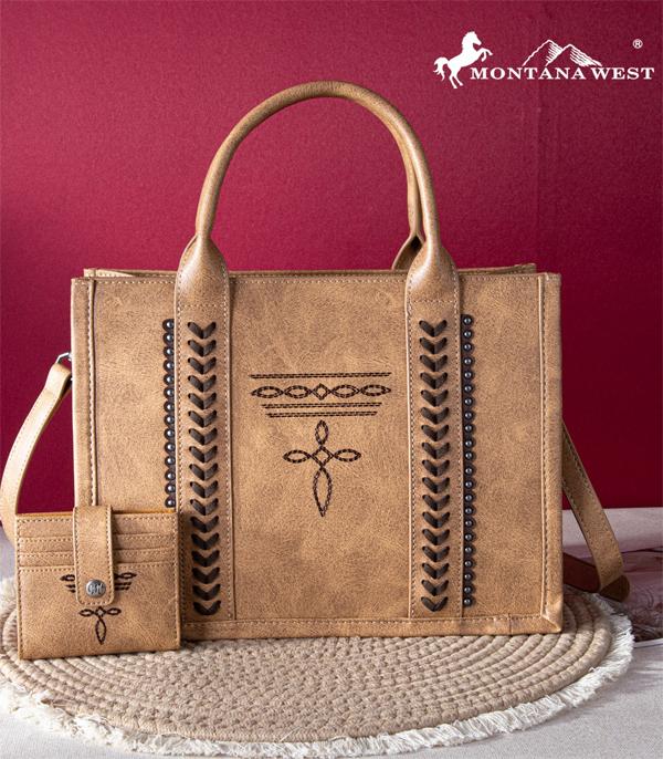 MONTANAWEST BAGS :: WESTERN PURSES :: Wholesale Montana West Boot Stitch Tote Wallet Set