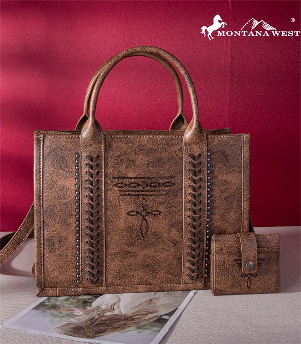 MONTANAWEST BAGS :: WESTERN PURSES :: Wholesale Montana West Boot Stitch Tote Wallet Set