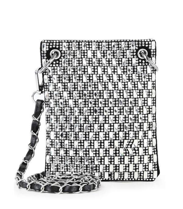 HANDBAGS :: CROSSBODY BAGS :: Wholesale Clear Stone Small Crossbody Bag