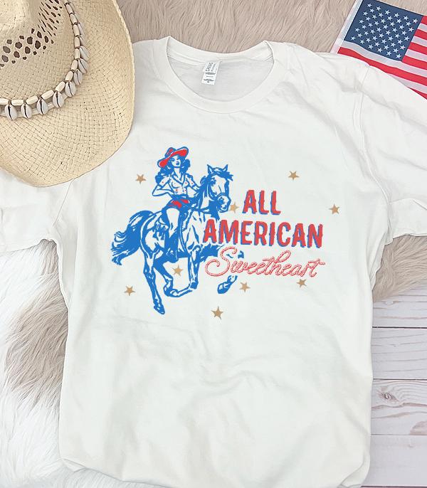 <font color=RED>RED,WHITE, AND BLUE</font> :: Wholesale American Sweetheart Graphic Tshirt