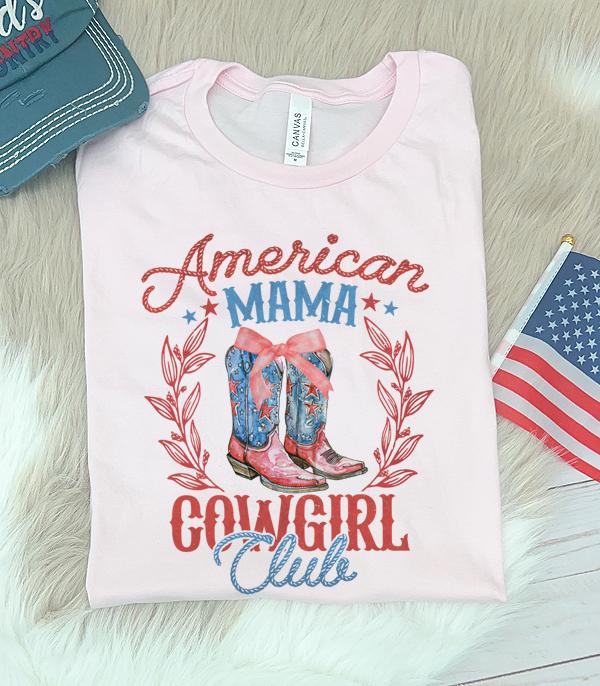 <font color=RED>RED,WHITE, AND BLUE</font> :: Wholesale American Mama Cowgirl Club Tshirt