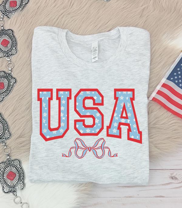 <font color=RED>RED,WHITE, AND BLUE</font> :: Wholesale Coquette USA Graphic Tshirt