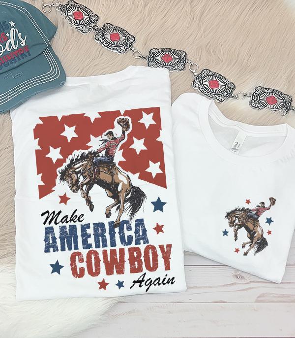 <font color=RED>RED,WHITE, AND BLUE</font> :: Wholesale Make America Cowboy Again Tshirt