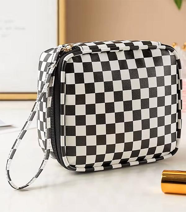 WHAT'S NEW :: Wholesale Checkered Print Travel Makeup Bag
