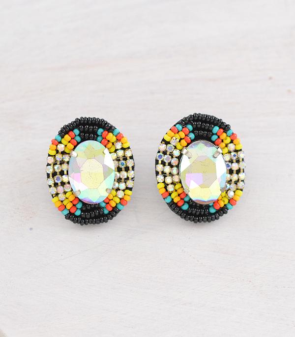 New Arrival :: Wholesale AB Stone Seed Bead Post Earrings
