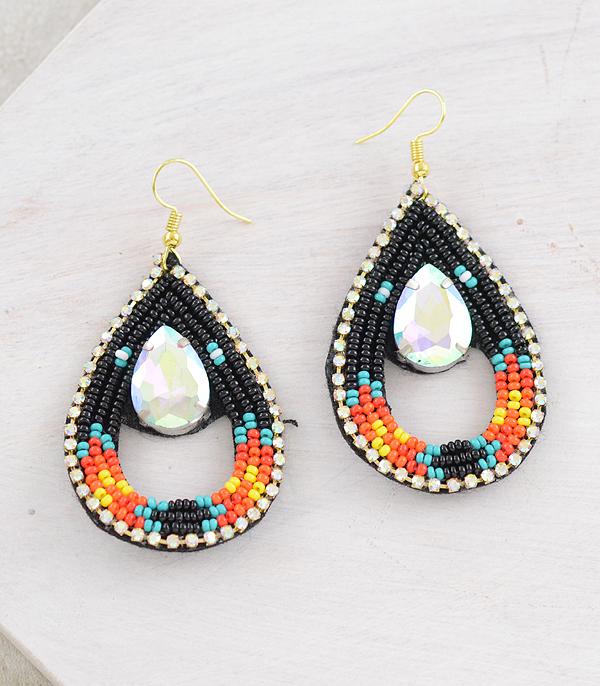 New Arrival :: Wholesale AB Stone Bead Teardrop Earrings