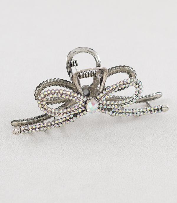 HATS I HAIR ACC :: HAIR ACCESSORIES :: Wholesale Rhinestone Bow Hair Clip