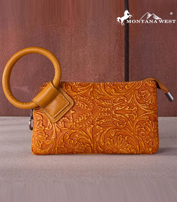 New Arrival :: Wholesale Floral Tooled Wristlet Clutch Bag