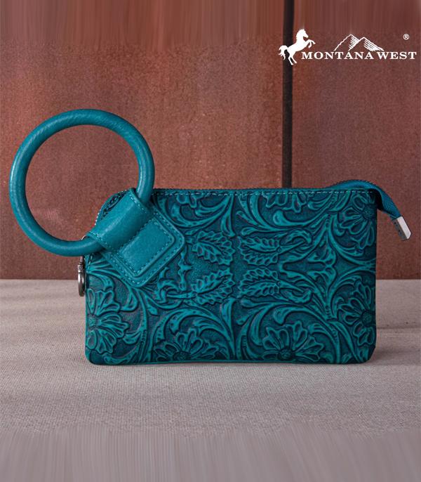 MONTANAWEST BAGS :: WESTERN PURSES :: Wholesale Floral Tooled Wristlet Clutch Bag