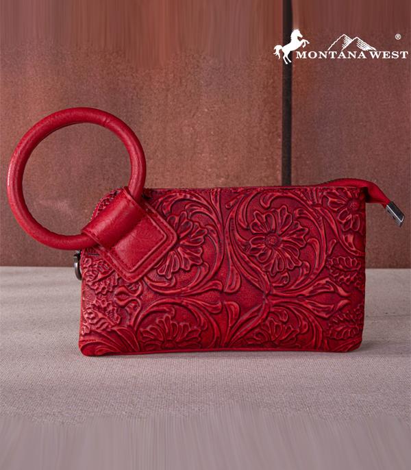 MONTANAWEST BAGS :: WESTERN PURSES :: Wholesale Floral Tooled Wristlet Clutch Bag