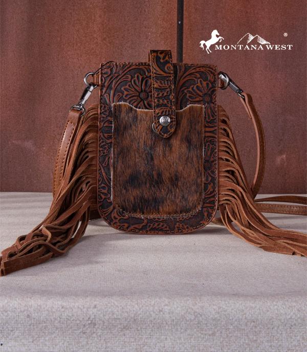 MONTANAWEST BAGS :: CROSSBODY BAGS :: Wholesale Cowhide Fringe Phone Wallet Crossbody