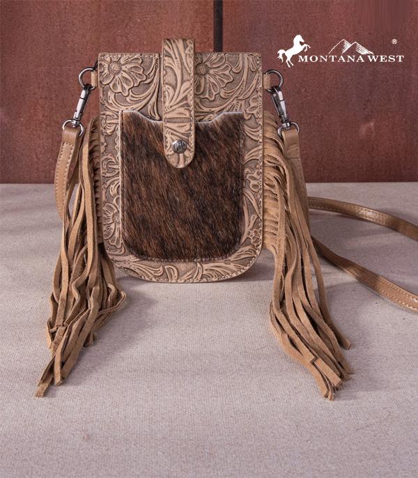 MONTANAWEST BAGS :: CROSSBODY BAGS :: Wholesale Cowhide Fringe Phone Wallet Crossbody