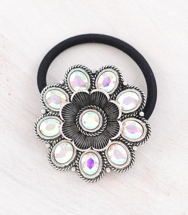 HATS I HAIR ACC :: HAIR ACCESSORIES :: Wholesale Tipi Brand Ab Stone Ponytail Hair Tie