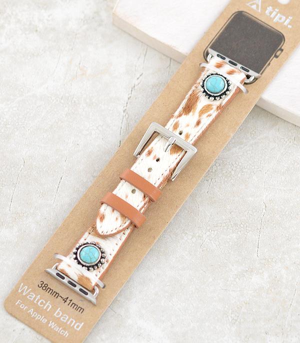 <font color=BLUE>WATCH BAND/ GIFT ITEMS</font> :: SMART WATCH BAND :: Wholesale Tipi Brand Cowhide Turquoise Watch Band
