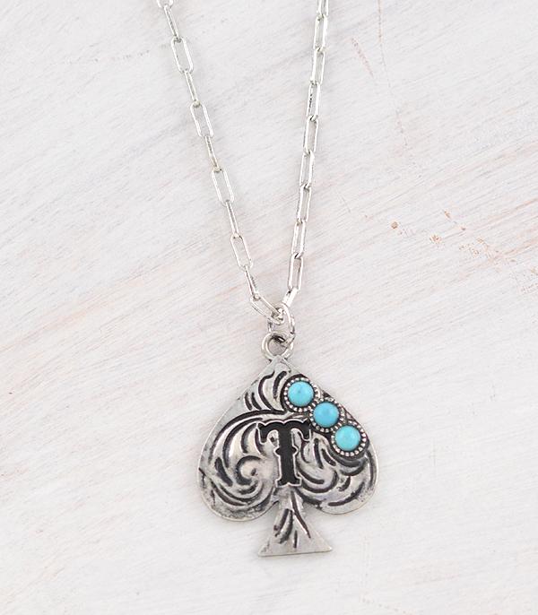 WHAT'S NEW :: Wholesale Western Turquoise Spade Initial Necklace