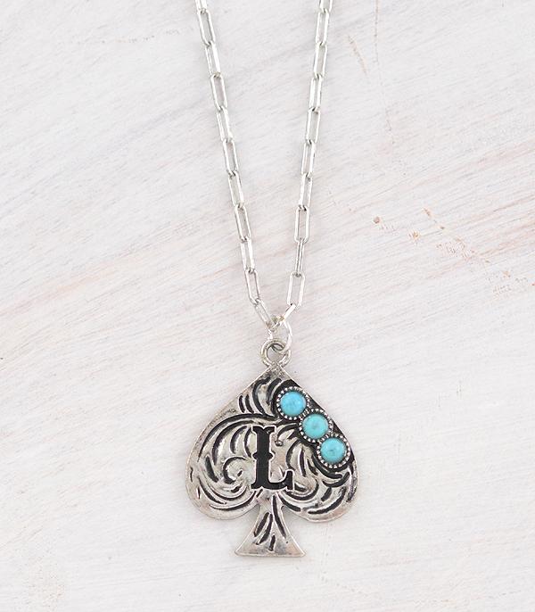 WHAT'S NEW :: Wholesale Western Turquoise Spade Initial Necklace