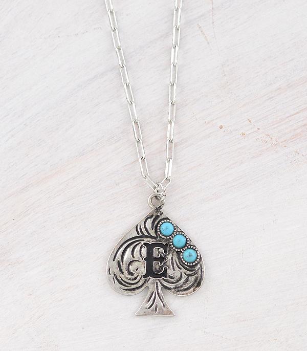 New Arrival :: Wholesale Western Turquoise Spade Initial Necklace