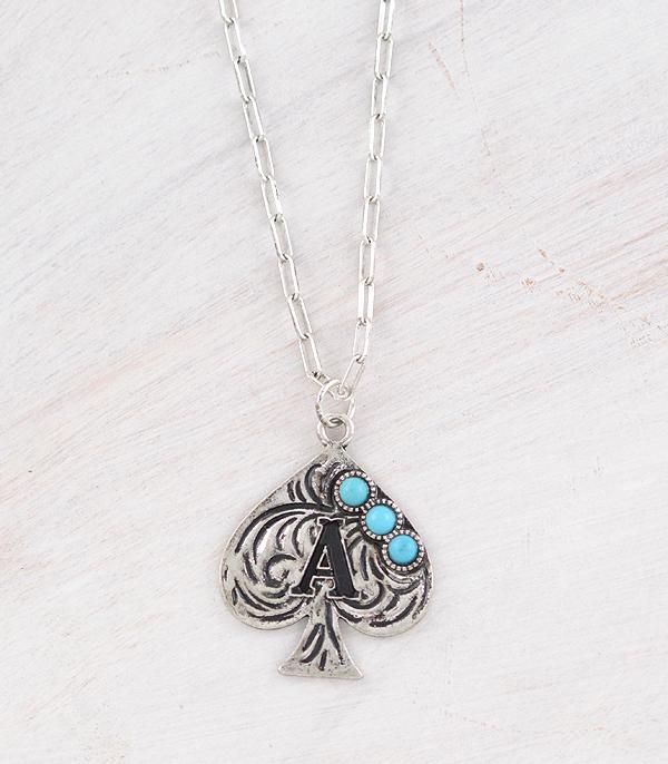 WHAT'S NEW :: Wholesale Western Turquoise Spade Initial Necklace