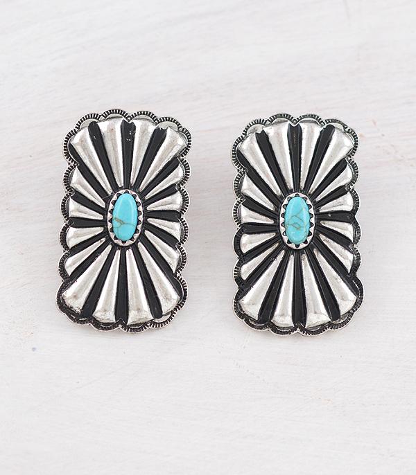 New Arrival :: Wholesale Western Turquoise Concho Earrings