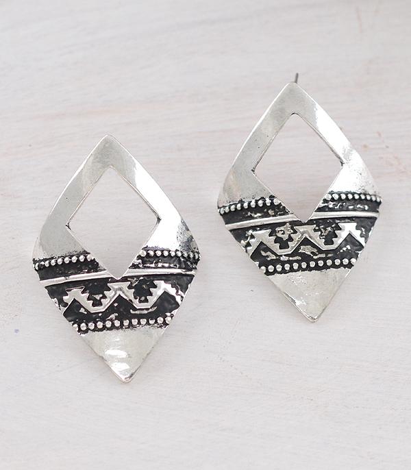 EARRINGS :: WESTERN POST EARRINGS :: Wholesale Western Aztec Diamond Shape Earrings