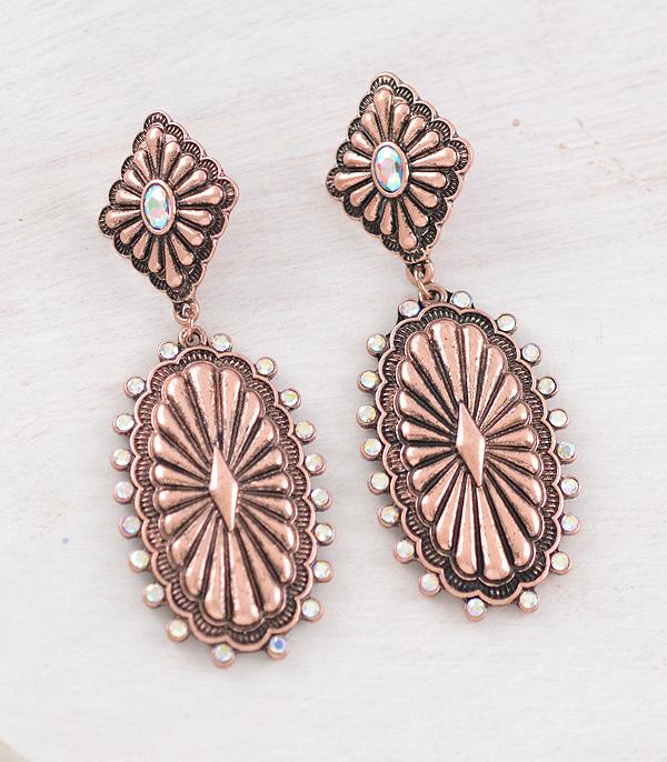 EARRINGS :: WESTERN POST EARRINGS :: Wholesale Western Rhinestone Concho Earrings