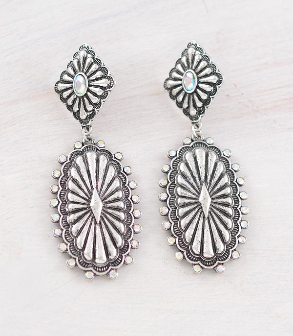 EARRINGS :: WESTERN POST EARRINGS :: Wholesale Western Rhinestone Concho Earrings