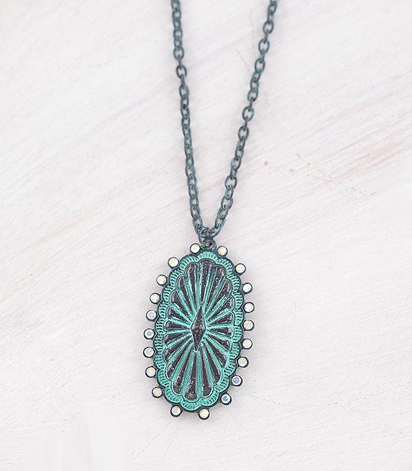 New Arrival :: Wholesale Rhinestone Concho Pendant Necklace