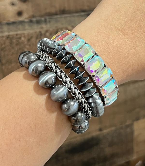 New Arrival :: Wholesale Glass Stone Navajo Pearl Bracelet Set