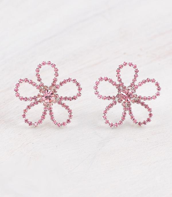 EARRINGS :: POST EARRINGS :: Wholesale Rhinestone Flower Earrings