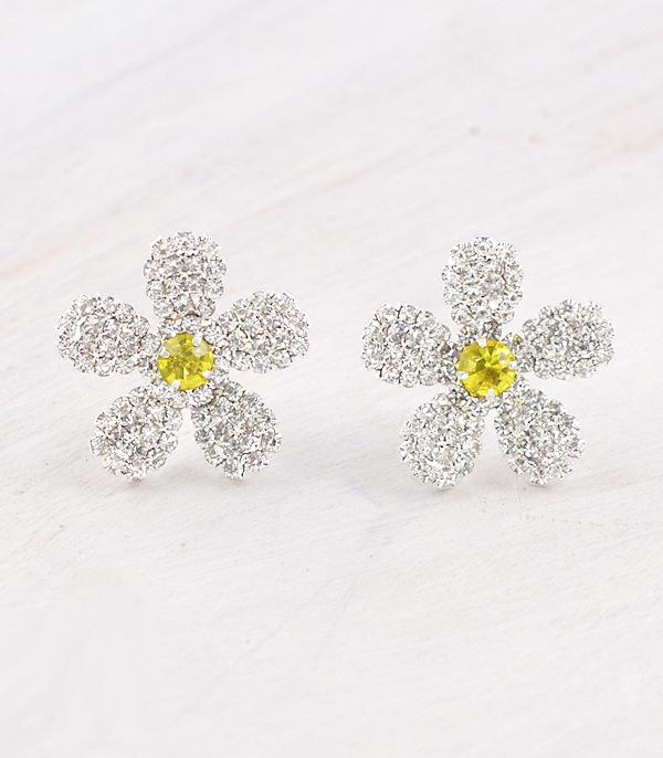 New Arrival :: Wholesale Rhinestone Flower Earrings