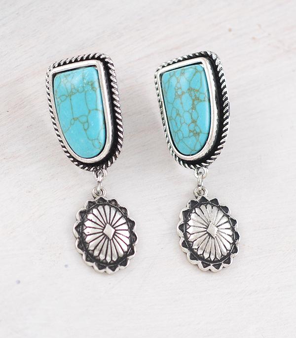 EARRINGS :: WESTERN POST EARRINGS :: Wholesale Turquoise Post Concho Earrings