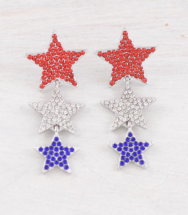 EARRINGS :: TRENDY EARRINGS :: Wholesale Rhinestone USA Star Earrings